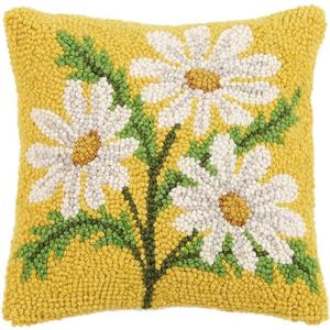 Peking Handicraft 30JES1592C10SQ Daisy Hook Pillow, 10-inch Square, Wool and Cotton