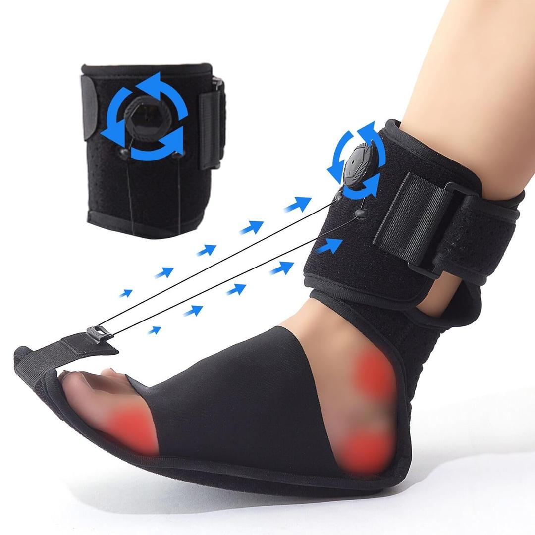 Plantar Fasciitis Night Splint - Adjustable Plantar Fasciitis Relief Brace with Arch Cushion for Women(Size 6.5-10.5) & Men(Size 5-9), Planters Facetious Relief for Foot Drop, Achilles Tendonitis and Heel Spur Pain Relief