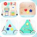 Asweets Wooden Baby Walker Push and Pull Learning Activity Walker Kids Activity Toy Multiple Activities Center Develops Motor Skills & Stimulates Creativity(Color)