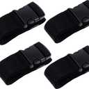 Heavy Duty 4 Pack Adjustable Luggage Straps for Suitcases, Travel Belt Connector Holds Suitcase Together, Extends Life of Bag, Premium Accessory for Travel Bag Closure, Black, 6.6 ft x 2 in.