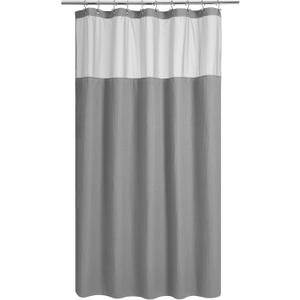 N&Y HOME 60 Inch Waffle Weave Shower Curtain with Snap-in Fabric Liner & 12 Metal Hooks Set - 60" x 72" Shower Stall Size, Hotel Style & Mesh Top Window, Machine Washable - Gray, 60x72