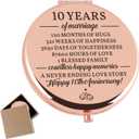 5 x 10 Years Anniversary Wedding Gifts for Her Rose Gold Compact Mirror Best Romantic Anniversary Marriage Gift 10th for Her Wife Girlfriend