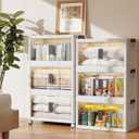 OlarHike 48QT Stackable Storage Bins with Lids - Folding Storage Boxes with Doors and Wheels, Collapsible Plastic Storage Organizer for Closets, Storage and Organization, 6 Pack Cubes