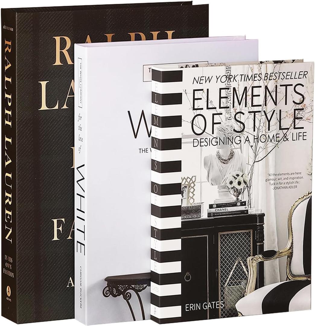 Set of 3 Decorative Books for Home Decor,Stylish Fake Books for Decoration, Aesthetic Decor Books Set for Coffee Table,Bookshelf,Mantel,Living Room,Hotel,Villa Decor,Storage Box for Photos (Zf001)