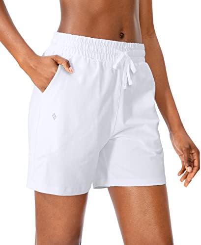 SANTINY Women's Cotton Shorts 5'' Lounge Yoga Shorts Jersey Sweat Bermuda Shorts for Women Walking Athletic with Pockets, Size: 2XL