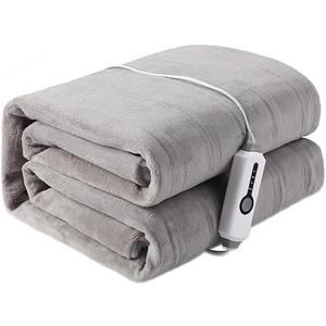 Electric Heated Mattress Pad 54" * 75" Full Size, 4 Heating Levels & 10 Hours Auto Off, Soft Lightweight Sherpa Coral Fleece Bedspread - Gray