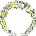 4.6 Ft Round Metal Arch Arbor for Indoor and Outdoor Event Party Decorations or Garden Plants - Easy Assembly with Support Legs Ground Anchors Screwdriver and Instructions (White 1PC)