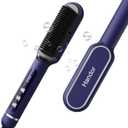Handor Advanced Negative Ionic Hair Straightener Brush with 9 Temp Settings & Anti-Scald LED Display, 20s Fast Heating 250F to 410F, Effortless Styling for Silky Smooth, Frizz-Free Hair, Blue
