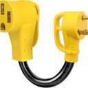 RV 30Amp to 50Amp Adapter NEMA TT-30P Male to NEMA N14-50R Female 10/3 Gauge Heavy Duty RV Electrical Adapter for Camper Motorhome Trailer Black-Yellow, ETL Listed