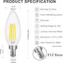 comzler E12 LED Candelabra Bulb Dimmable, 4000K Natural White, 4Watt 40W Equivalent, Type B Chandelier Light Bulb, B11 Edison Filament for Ceiling Fan, 400LM, Pack of 12