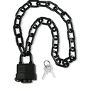Heavy Duty Weather-Resistant Padlock with Chain, Anti-Theft Advanced Hardened Security Chain Lock for Fences, Backyard Gates, Motorcycles, Bicycles, Outdoor Furniture (Lock+Chain)