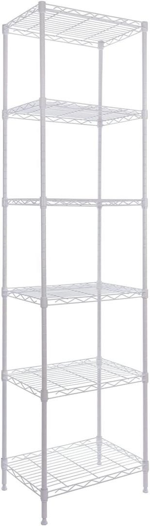 GIOTORENT 6-Tier Storage Shelves Standing Shelving Metal Units, Adjustable Height Wire Shelf Display Rack for Pantry Laundry Bathroom Kitchen 16.6 x 11.8 x 63, White GIOTORENT 6-Tier Storage Shelves Standing Shelving Metal Units, Adjustable Height Wire Shelf Display Rack for Pantry Laundry Bathroom Kitchen 16.6 x 11.8 x 63, White