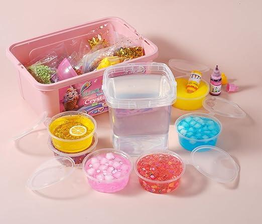 12 Pack of Pink Slime Kit Set Crystal Slime Kit Set Peach Pink Jelly Cube Glimmer Crunchy Slime D