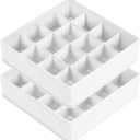 Joyoldelf Sock Drawer Organizer Divider, 16-Cell Underwear Organizers and Storage Fabric Drawer Organizer for Socks, Lingerie, Handkerchiefs, Ties Black, 2 Packs (White)