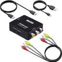 HDMI to RCA Converter with RCA and HDMI Cable, 1080P HDMI to AV 3RCA CVBs Composite Video Audio Adapter Supports PAL/NTSC for TV Stick, Apple TV, PC, Laptop, Xbox, DVD (Black)