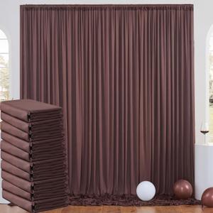 50ftx10ft Brown Wrinkle-Free Backdrop Curtain Drapes for Party, 10 Panels 5ftx10ft Brown Polyester Background Curtain Drapes Backdrop Decorations for Wedding, Birthday