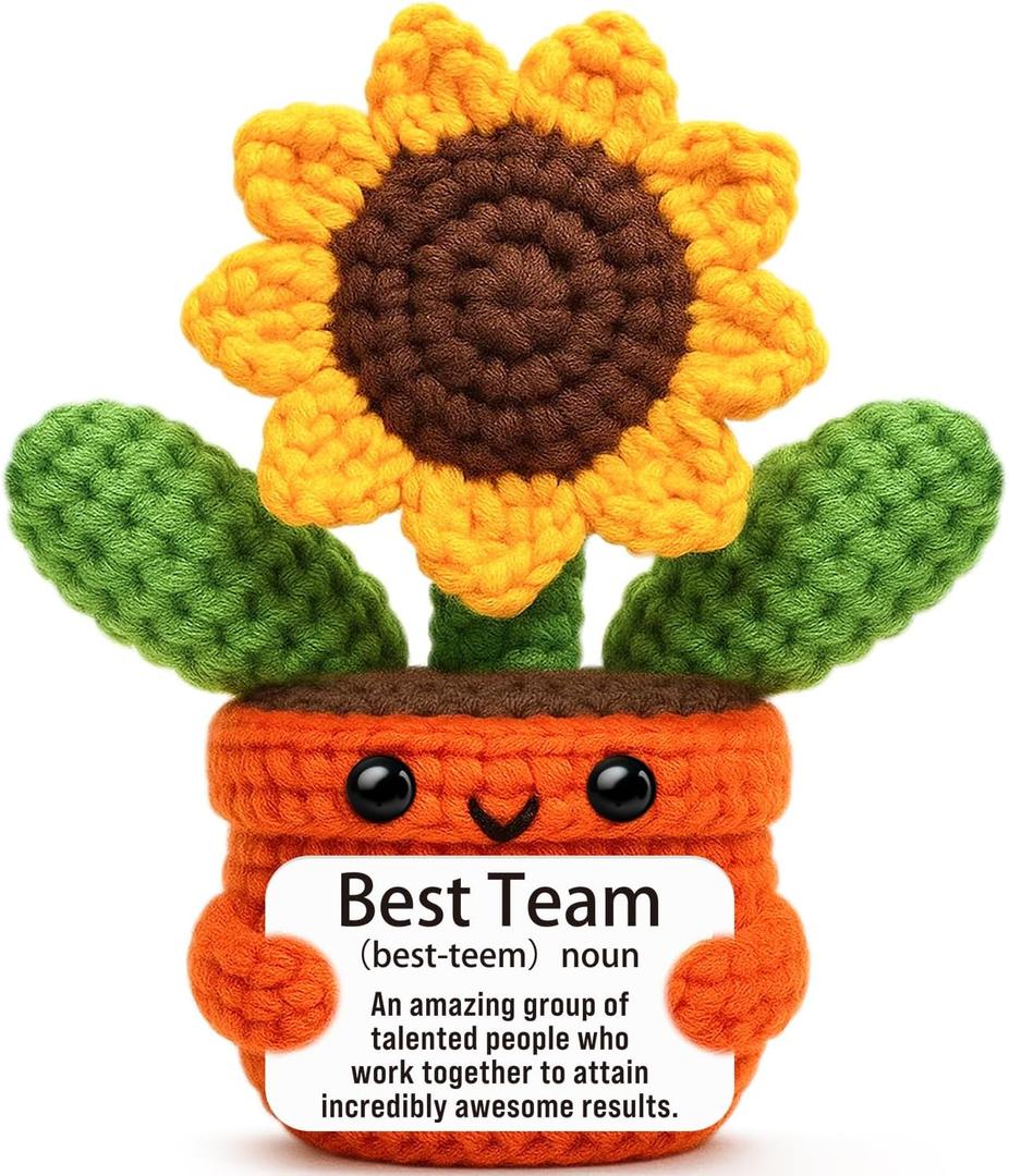 Sensi Blue Team Thank You Appreciation Gifts for Coworkers, Cute Sunflower Crochet, Best Team Gifts for Employees, Inspirational Recognition Present for Colleagues Staff, Admin Professional Day Decor
