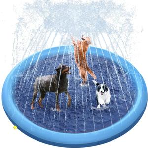Splash Pad, 67in Anti-Slip Splash Pad for Kids Dogs 0.58mm Thickened Dog Pool Splash Sprinkler Pad Durable Summer Outdoor Water Toys for Baby Toddler Boys Girls Pet (Blue)