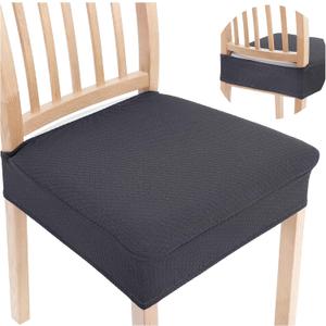 Smiry Stretch Jacquard Seat Covers for Dining Room Chairs Set of 4, Removable Washable Chair Seat Protector Slipcovers, No Rear Covers, Dark Grey