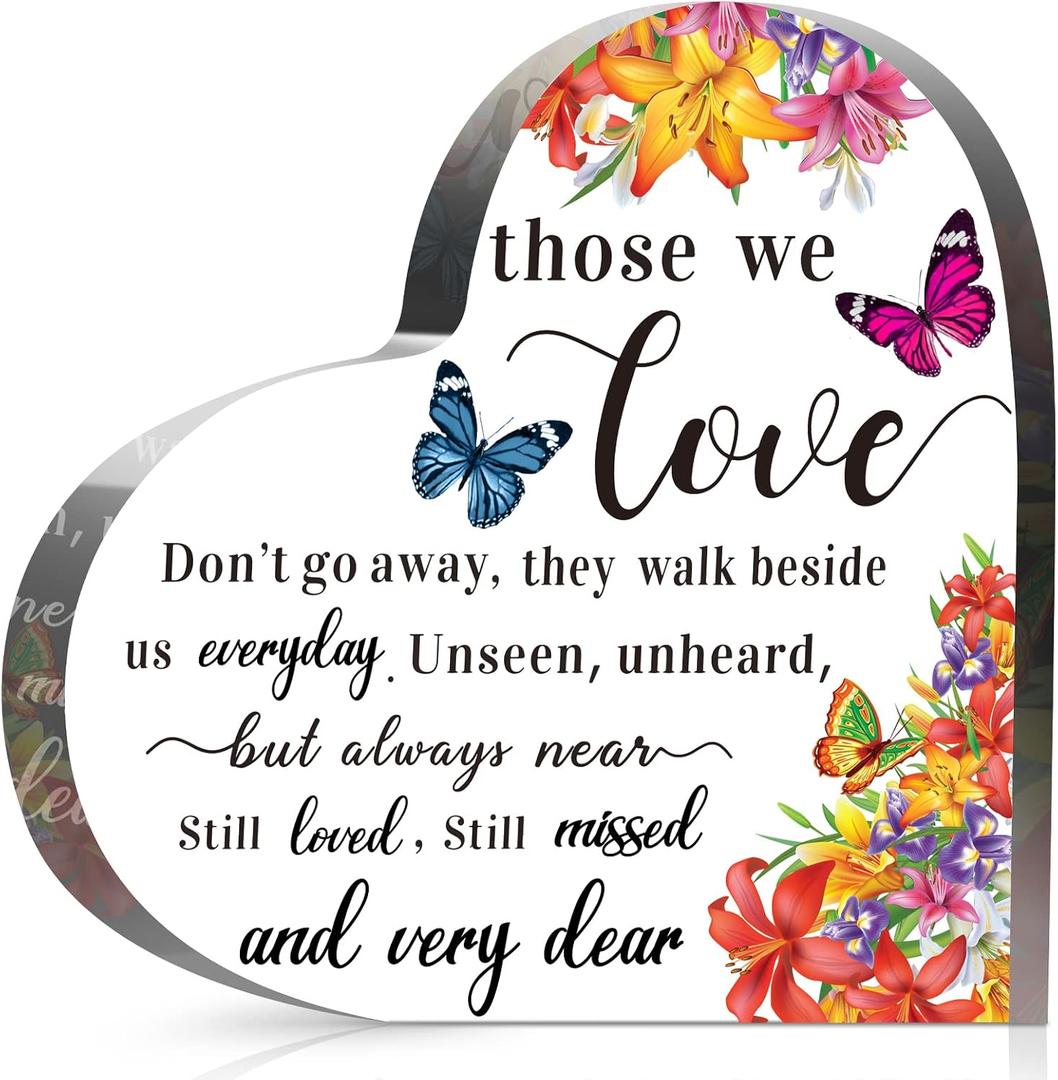 Jetec Sympathy Bereavement Gift Acrylic Heart Memorial Gift for Loss of Loved One Sympathy Condolence Grieving Keepsake for Mom Dad Grandma Friend Remembrance Decor(4 x 4 x 0.4 Inch)