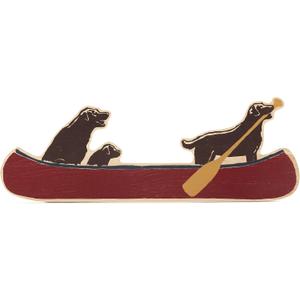 Dogs in Canoe Wood Wall Decor - Large Canoe Lake Wall Art for Lake House, Man Cave, or Living Room, Medium