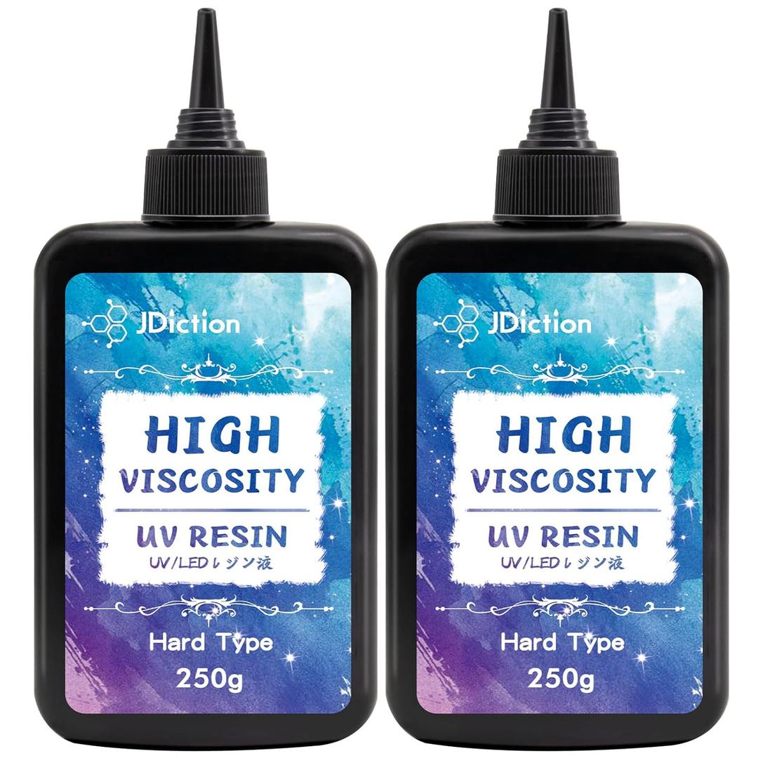 JDiction UV Resin; 500g High Viscosity Hard Resins with Crystal Clear Thick UV Resin Kit for Doming, Coating, Sealing and Jewelry Casting