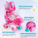 Adjustable Kids Roller Skates for Girls Boys with Light Up Wheels Skates for Kids Ages 6-12, Toddler 3-5, Youth and Women Beginners Indoor and Outdoor (Rose Red / Pink)