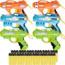 6 Pack Mini Foam Dart-Firing Blasters Micro Toy Guns with 36 Darts - Multi Pack Nerf Compatible Bulk Party Favors Supplies for Kids