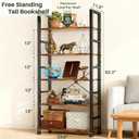5 Tier Bookshelf, Free Standing Wooden Bookcase with Open Storage Shelves with Metal Frame, Sturdy Shelf Organization Display Rack for Living Room, Bedroom, Home Office, 62.2" Tall, Brown