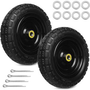 10 Inch Solid Rubber Tires, 4.10/3.504 Tire and Flat Free with 5/8" Bearings, 2.17" Offset Hub for GOR Garden Carts, Garden Wagon Carts, Trolleys, Hand Trucks and Utility Cart(2 Pack)