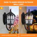 LONEDRUID Dusk to Dawn Sensor Outdoor Wall Light Fixtures Black Roman 17.71" H Exterior Wall Lantern Waterproof Sconce Porch Lights Wall Mount for House Garage Doorway, ETL Listed