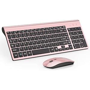 Wireless Keyboard and Mouse Ultra Slim Combo, TopMate 2.4G Silent Compact USB 2400DPI Mouse and Scissor Switch Keyboard Set with Cover, Batteries Included, for PC/Laptop/Windows/Mac - Rose Gold Black Wireless Keyboard and Mouse Ultra Slim Combo, TopMate 2.4G Silent Compact USB 2400DPI Mouse and Scissor Switch Keyboard Set with Cover, Batteries Included, for PC/Laptop/Windows/Mac - Rose Gold Black