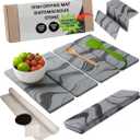 Large Stone Dish Drying Mat for Kitchen Counter  23.5 L x 15.3 W Diatomaceous Earth Dish Drying Mat, Foldable Quick-Dry Diatomite Stone for Sink Area, Modern Marble Design, Roll-Up Storage