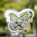 Wind Spinners Outdoor, 3D Butterfly Hanging Wind Spinners, 12 inches, Kinetic, Stainless-Steel Metal, Smooth Spinning, Indoor and Outdoor Decoration for Garden, Patio, Yard, Gift for Women Mom Wife