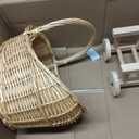 Stroller Shaped Flower Basket - Woven Rattan Basket with Handle Flower Girls Wedding Baby Shower Holder for Present And Wedding Decoration