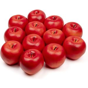 16 Pcs 3inch Fake Apples Decoration Artificial Apples Fake Fruits for Home Kitchen Decoration (Red)
