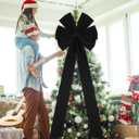 Hungdao Extra Large Christmas Tree Topper Bows 70.9 x 19.7 Inch Giant Oversized Huge Christmas Velvet Decorative Bows with Long Streamers for Tree Front Door Patio Outdoor Decor(Classic,Black)