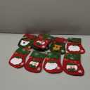 Shappy 12 Pack Mini Christmas Stockings Bulk 7" Small Felt Christmas Stockings Snowman Polar Bear Santa Claus Reindeer, Candy for Xmas Tree Fireplace Family Pet Party Favors Gift (Green Red, Snowflake)