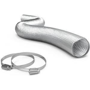 TerraBloom 4 Inch Aluminum Flex Duct - 25 FT Long, Flexible Ducting with 2 Clamps, 3 Layer HVAC Ventilation Air Hose - Great for Dryer, Grow Tent, Green Houses, Household HVAC Venting