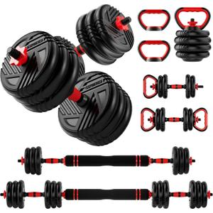 Adjustable Dumbbell Set, 10/20/30/45/70/90lbs, 5 in 1 Multi-Function Dumbbells Set Converts to Barbell & Kettlebell, Weight Set for Home Gym Workout, Suitable for Men/Women Strength Training