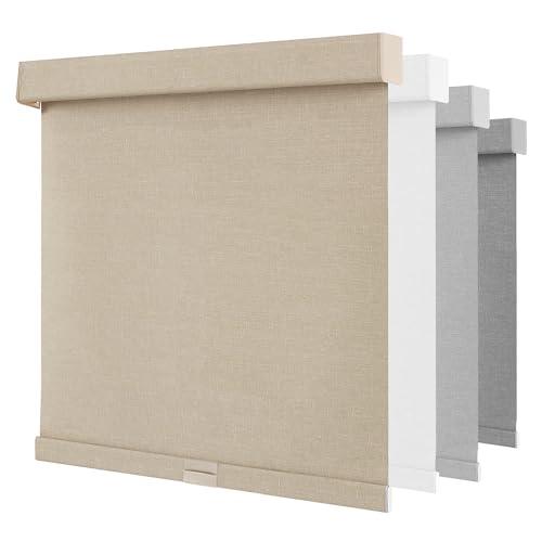 NUTRO CHILL Blackout Window Blinds Cordless, Spring System Window Shades with UV Protection Thermal Insulated Linen Fabric, Roller Blinds for Home Office(44''x72'', Beige)