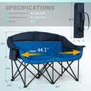 Overmont Oversized Double Camping Chair for Adults Supports up to 850 lbs XXL Heavy Duty Padded Folding Loveseat with Cooler Bag and Cup Holder for Outdoor, Beach, Fishing, Lawn, Blue
