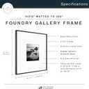 MCS Master & Co. Foundry Metal 18x18 Matted Picture Frame with 8x8 Photo Display, Black Vertical & Horizontal Wall Hanging Frame for Photos & Artwork (1-Pack)