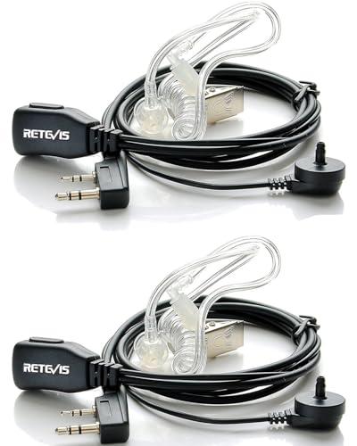 Retevis Walkie Talkie Earpiece with Mic, Comfortable Acoustic Tube, for RT22 RT68 RT21 H-777 RT86A, Compatible with Kenwood Baofeng BF-888S BF-T26 Pxton Walkie Talkies, Surveillance Headset(2 Pack)