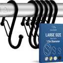 6 S-Shaped Hooks with Anti-Fall System. Anti Drop S-Shaped Hook with Safety Buckle to Prevent Falls. Heavy Duty. (Black, 4in Long (Diameter Rod<1.2in))