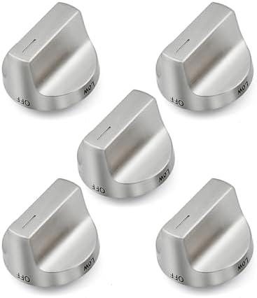 W11122880 Stove Knobs Replacement Parts for Whirlpool Gas Range Oven Whirlpool WFG745H0FS1 WFG770H0FZ0 Stainless Steel Range Surface Burner Control Cooktop Metal Gas Stove Knobs Parts 5 Pcs