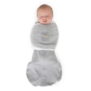 SwaddleDesigns 6-Way Omni Swaddle Sack, Arms Up Swaddle for Newborn, More Options to Calm Startle Reflex, Improves Sleep, Small, 0-3 Month, 6-14 lbs, Gray, Hello World