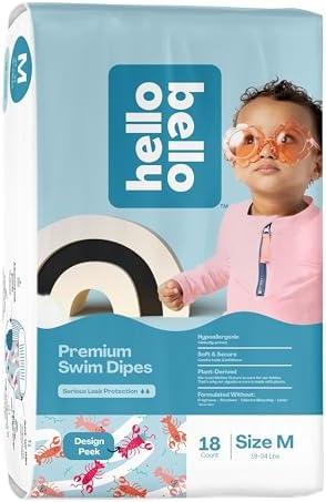 Hello Bello Premium Swim Diapers I Affordable and Eco-Friendly Disposable Swim Dipes for Babies and Kids I Size Medium