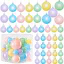 45 Pcs Pastel Christmas Ball Ornaments Decorations Set,Macaron Color Hanging Ornaments Balls Set,Pearl Christmas Tree Pendants Ball Xmas Tree Decoration