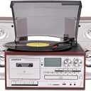 LoopTone Vinyl Record Player with Dual 15W External Speakers 9 in 1 3 Speed Bluetooth Vintage Turntable CD Cassette Player AM/FM Radio USB Recorder Aux-in RCA Line-Out